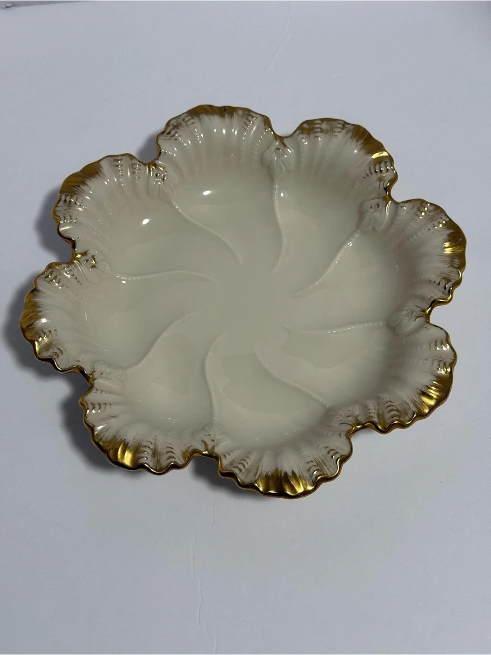 Vintage Lenox 24K Gold Trim 6-Well Oyster Plate 10